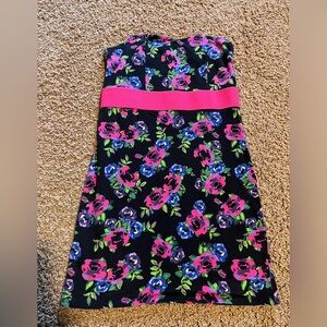 Xhilaration Black Floral Strapless Dress w/Sweetheart Neckline